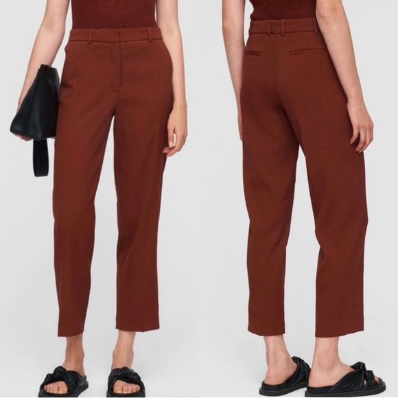 Joseph Pants - JOSEPH Trina Crepe Linen Stretch Straight Leg Ankle Pant Size FR 42 US 10